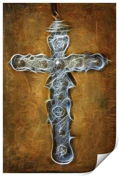 Crucifix art Print by Sam Smith