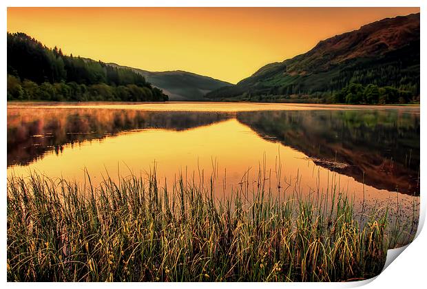 Sunset over Scottish Loch Print by Sam Smith
