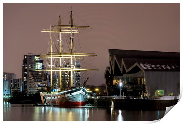 The Tall Ship at Glasgow Harbour Print by Sam Smith