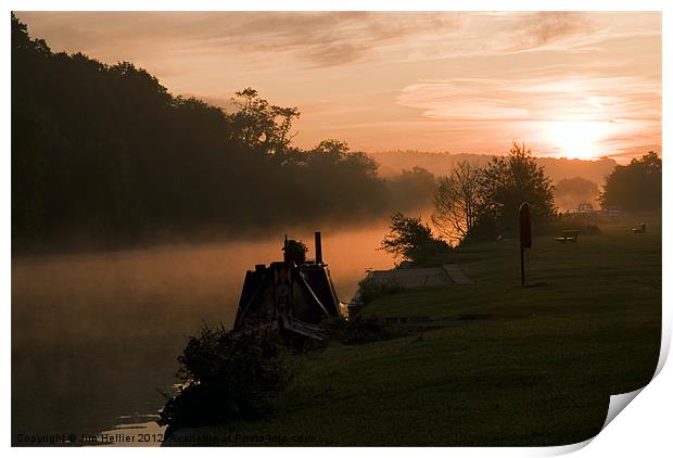 Sun Rise Pangbourne meadows Print by Jim Hellier