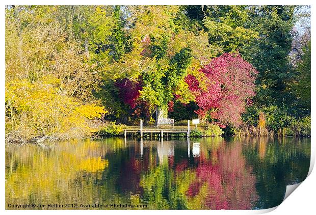 Autumn Colours river Thames Print by Jim Hellier