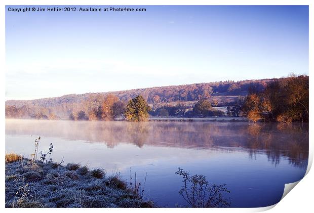 Frosty morning by Thames at Mapledurham Print by Jim Hellier