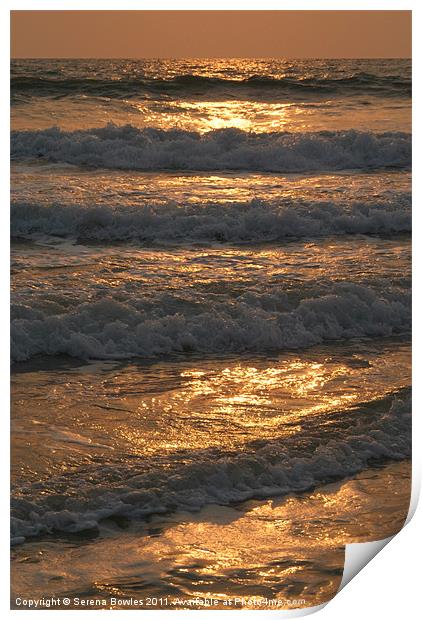 Waves Rolling in at Sunset Benaulim, Goa, India Print by Serena Bowles