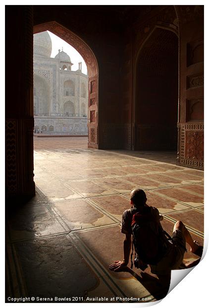 Tourist Photographing Taj Mahal, Agra, India Print by Serena Bowles