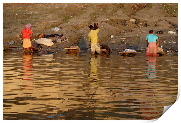 Dhobi Wallahs from Behind Print by Serena Bowles