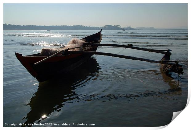 Fishing Boat Loaded with Nets Palolem, Goa, India Print by Serena Bowles