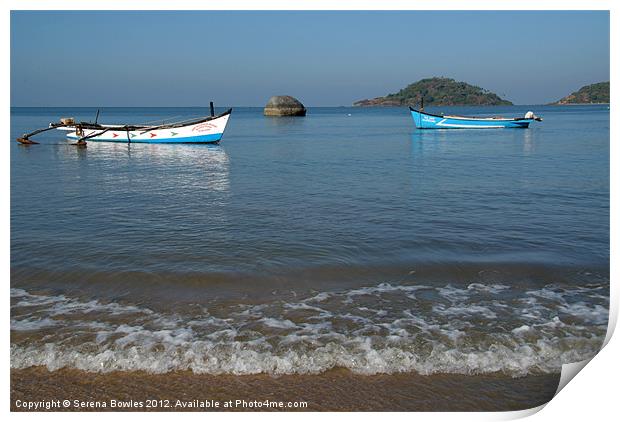 Boats Off Palolem Beach, Goa, India Print by Serena Bowles