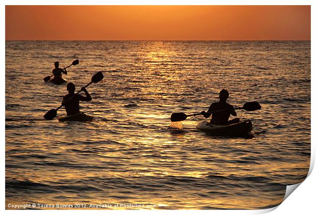 Kayaking at Sunset Palolem, Goa, India Print by Serena Bowles