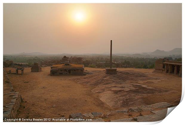 Ruins on Hemakuta Hill near Sunset Print by Serena Bowles