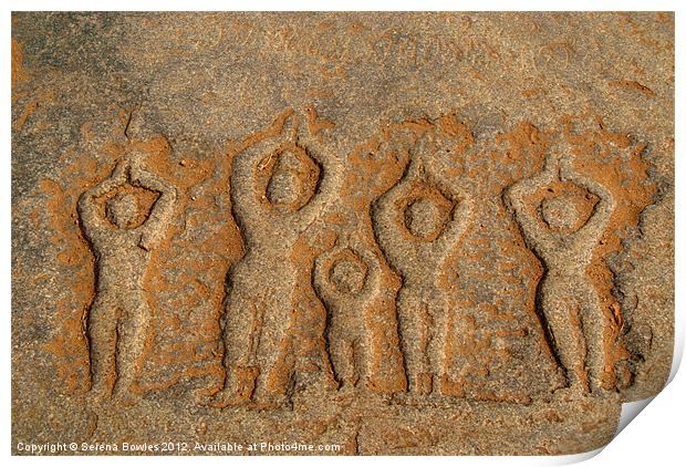 Carved Figures in the Rock, Hampi, Karnataka, Indi Print by Serena Bowles