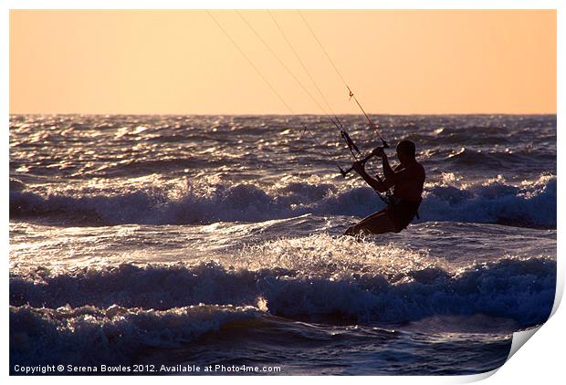 Kitesurfing at Arambol Print by Serena Bowles