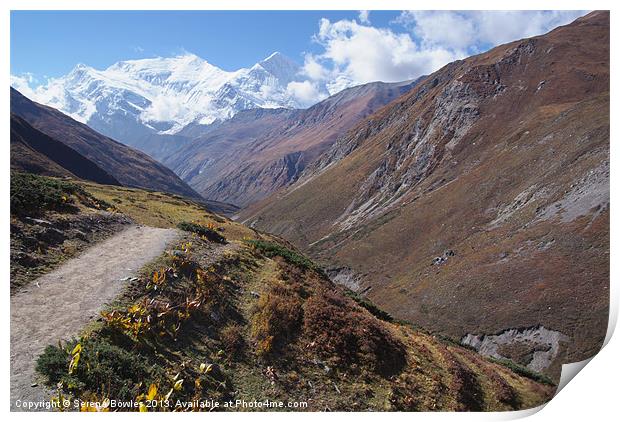 Mountains and Valleys near Thorung Phedi Print by Serena Bowles