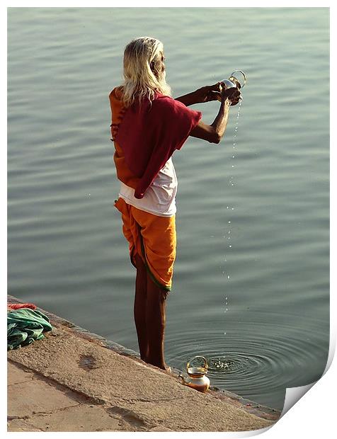 Making Puja Varanasi Print by Serena Bowles