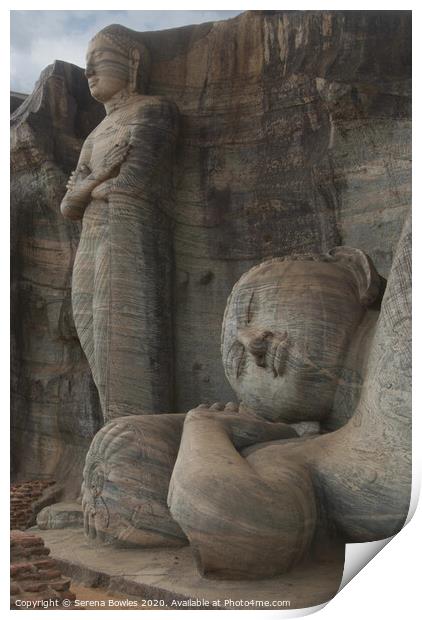 Reclining and Standing Buddha Statues, Polonnaruwa Print by Serena Bowles