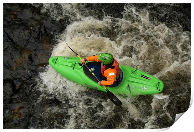 Green Kayak Paddling Print by Serena Bowles