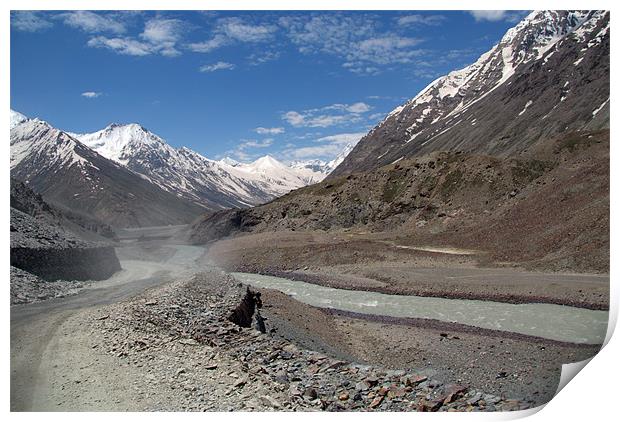 Dusty Road in Lahaul Valley, Himachal Pradesh, Ind Print by Serena Bowles