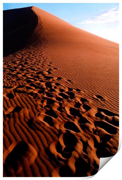Footsteps in the Sand, Dune 45, Sossusvlei, Namibi Print by Serena Bowles