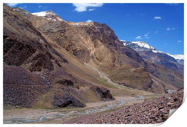 Spiti River in the Spiti Valley Print by Serena Bowles