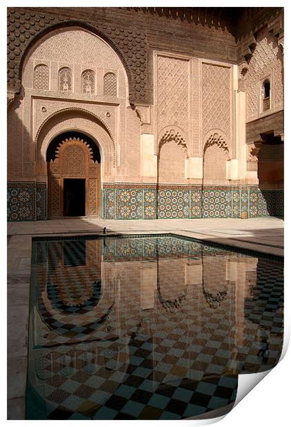 Reflections of Beauty, Ben Youssef Medersa, Marrak Print by Serena Bowles