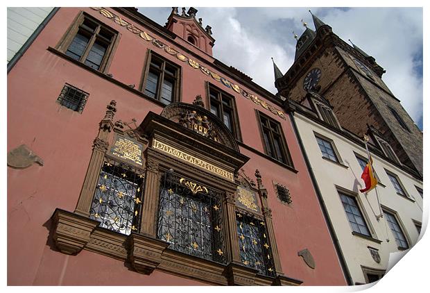 Buildings and Astronomical Clock, Prague Print by Serena Bowles