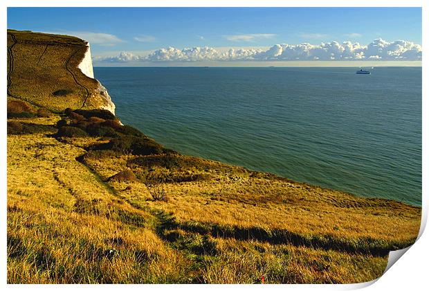 White Cliffs of Dover - Drop Off, England Print by Serena Bowles