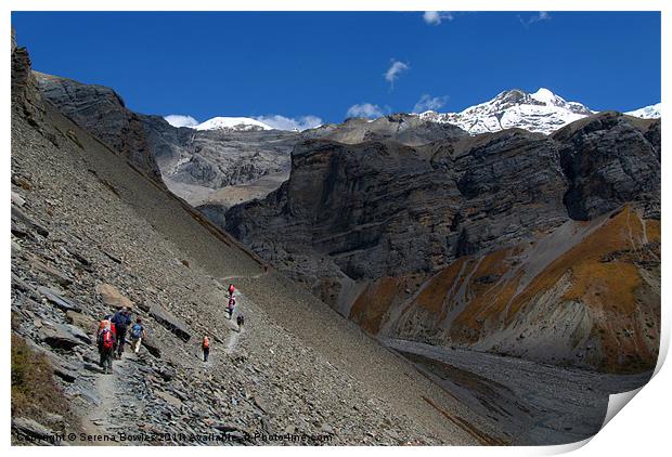 The Path to Thorung Phedi, Annapurna Circuit, Hima Print by Serena Bowles