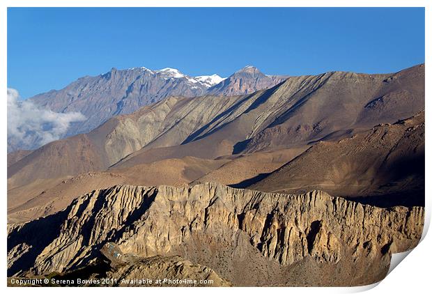 Scenery from Road to Jomsom Print by Serena Bowles