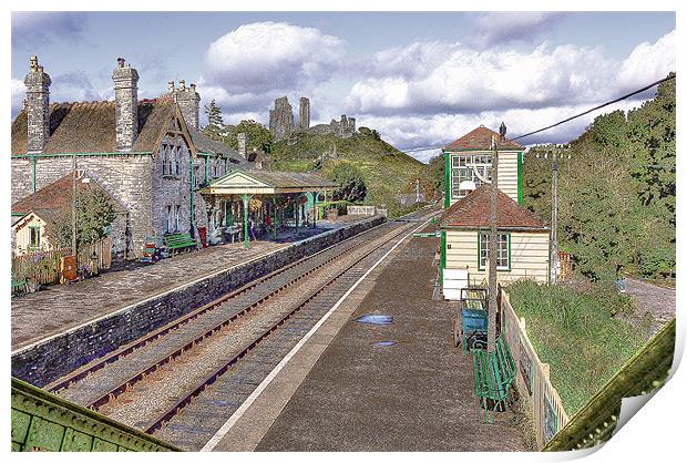 Corfe Castle Station Print by Louise Godwin