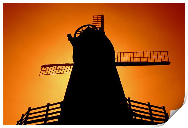 Windmill Silhouette Print by Louise Godwin
