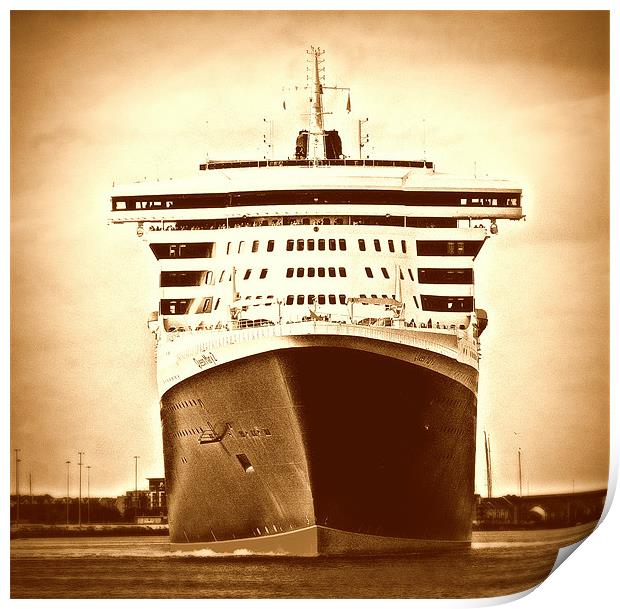 Queen Mary 2 Print by Louise Godwin