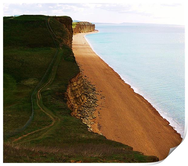  West Bay Cliffs Bridport Print by Louise Godwin