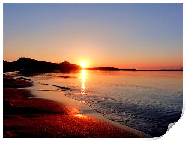 Sunrise Over Puerto Pollensa Print by Louise Godwin