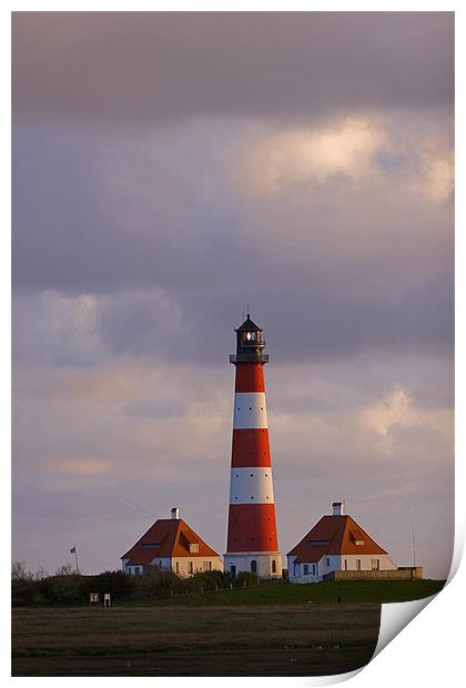 Lighthouse at dusk Print by Thomas Schaeffer