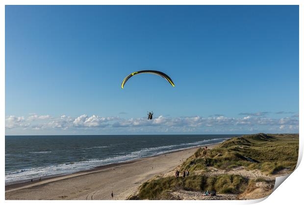 Paragliding at Lyngvig Fyr Print by Thomas Schaeffer