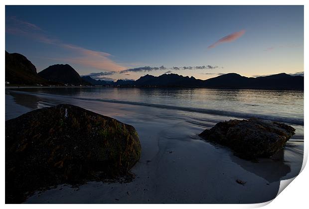 Sunset at a beach in Norway Print by Thomas Schaeffer