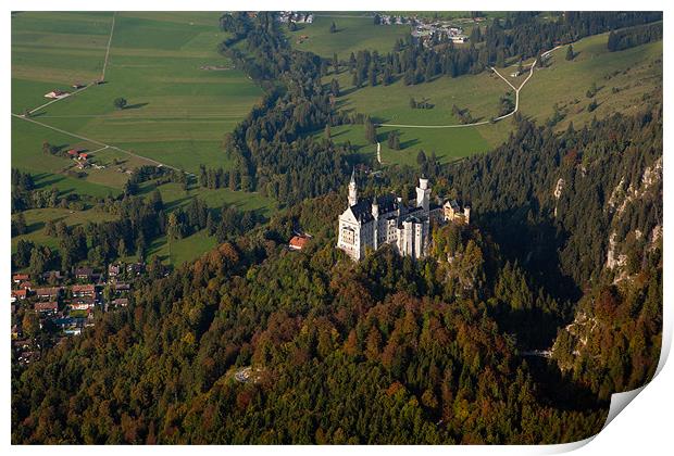 Aerial of Neuschwanstein Print by Thomas Schaeffer