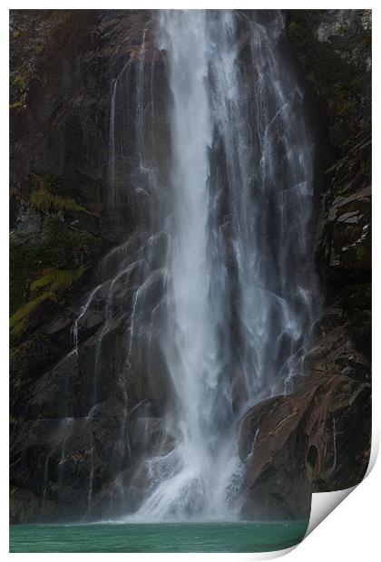 Waterfall in Knight Inlet Print by Thomas Schaeffer
