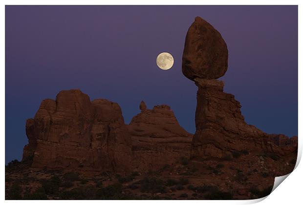 Balanced Rock full moon  Print by Thomas Schaeffer