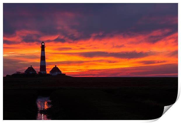 Lighthouse of  Westerhever Print by Thomas Schaeffer