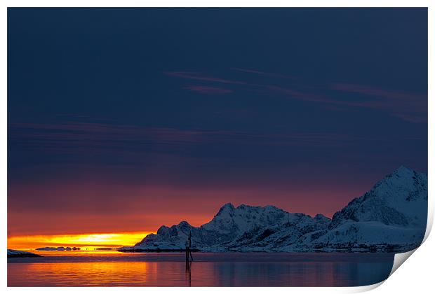 Sunset at Gimsoystraumen Print by Thomas Schaeffer