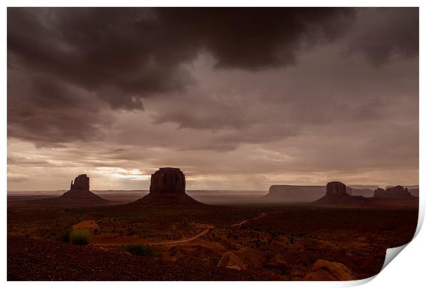 Monument Valley thunderstorm Print by Thomas Schaeffer