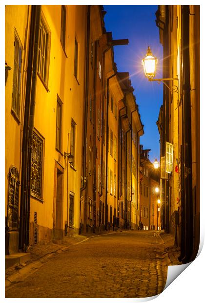 Gamla Stan @ night Print by Thomas Schaeffer