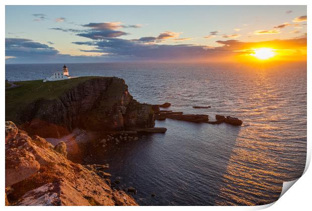 Sunset at Stoer Lighthouse Print by Thomas Schaeffer