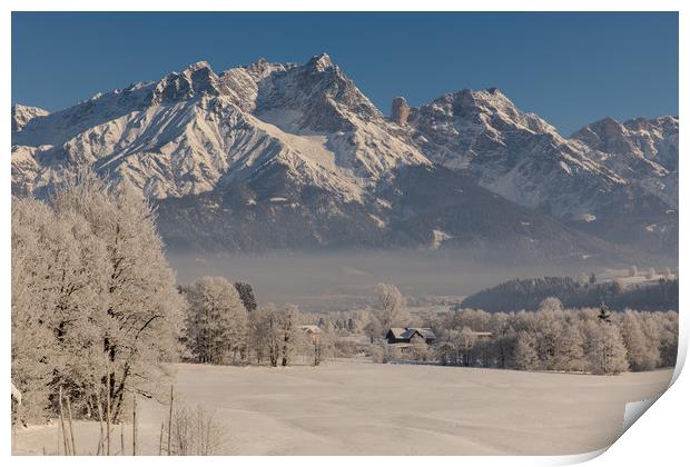 Lofer mountains in winter Print by Thomas Schaeffer