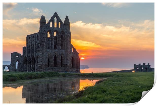 Sunset at Whitby Abbey Print by Thomas Schaeffer