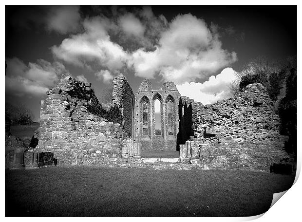 Inch Abbey, Downpatrick, Co Down, Print by pauline morris