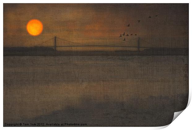 SUNSET ON THE VERRAZANO BRIDGE Print by Tom York