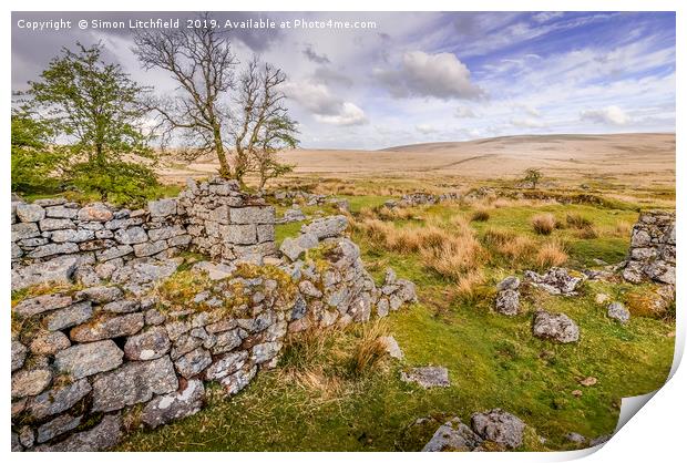 Dartmoor National Park Whiteworks Abandoned Tin Mi Print by Simon Litchfield