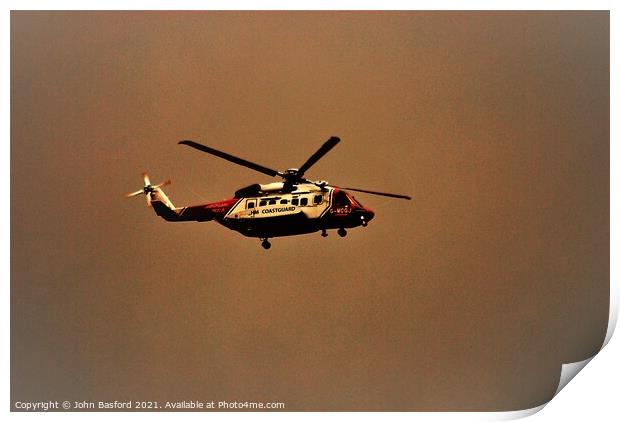 HM Coastguard Helicopter G-MCGJ Print by John Basford