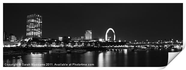 London Night Skyline Panaromic Print by Sarah Waddams